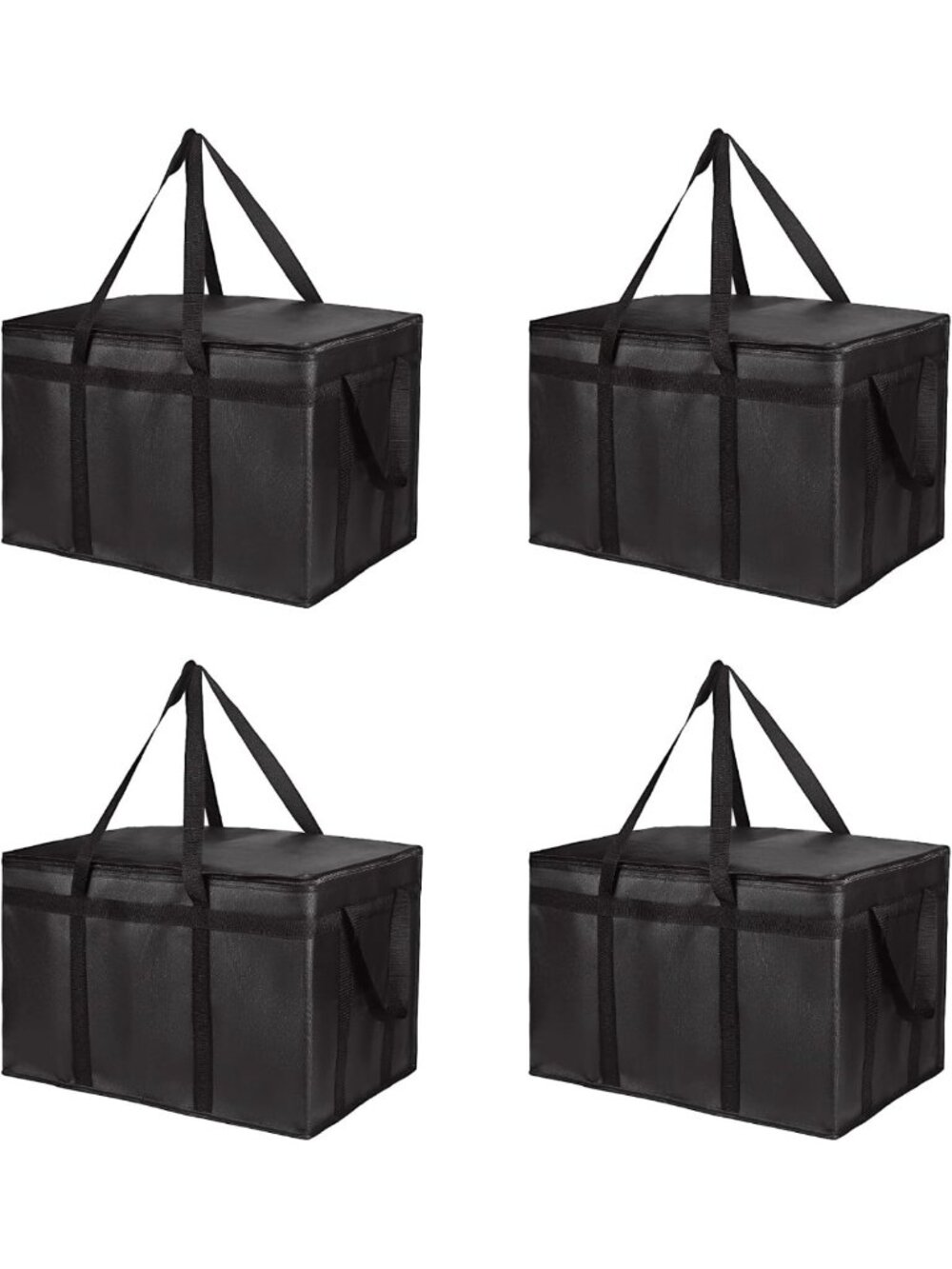4-Pack Insulated Meal Delivery Bags - XXX-Large Reusable Grocery Tote for Hot